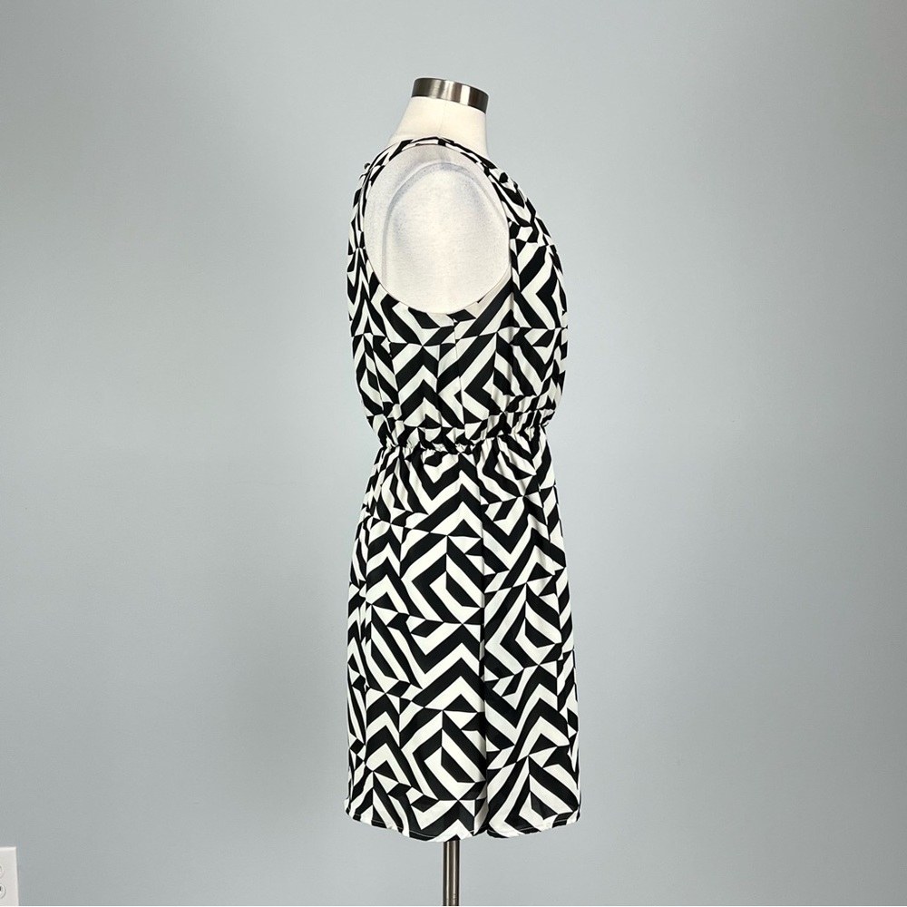 Francesca Bird Cage Womens Sleeveless Dress Black White Geo Print size Large - Picture 6 of 11